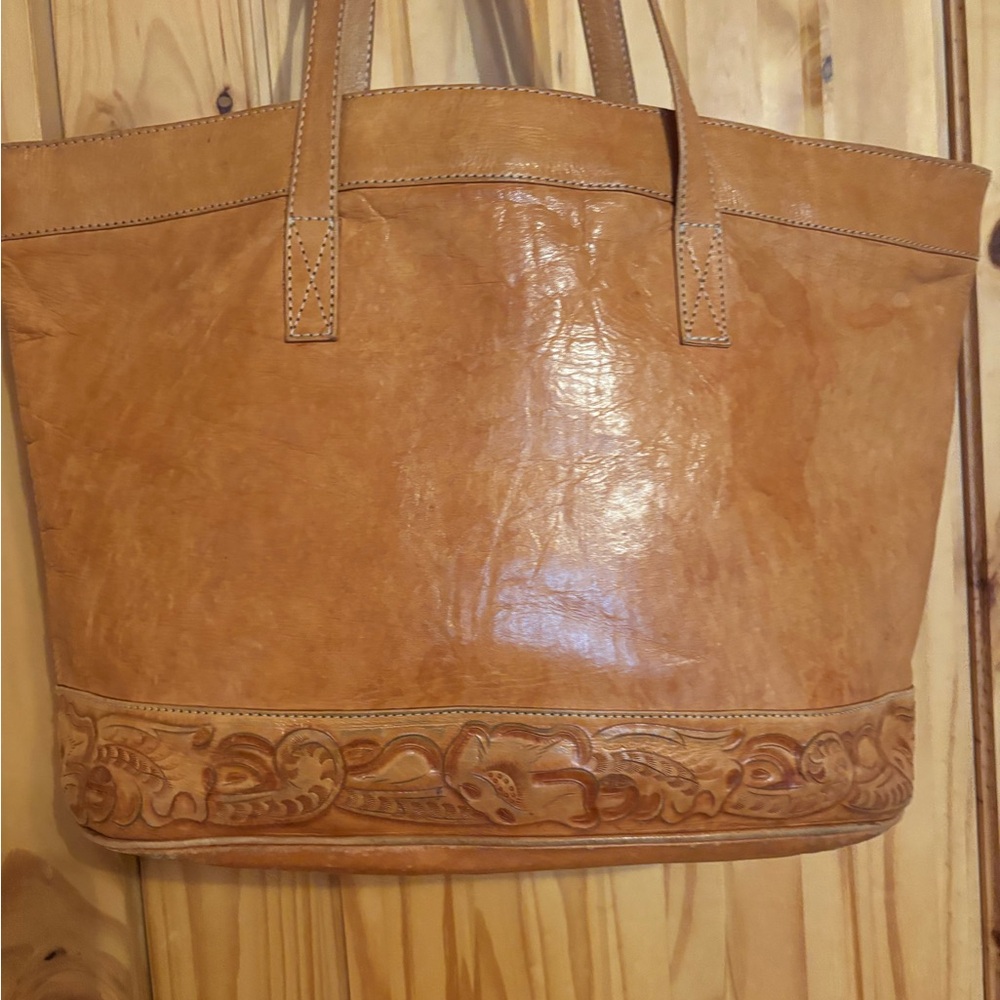 Tan Leather Tote Bag
